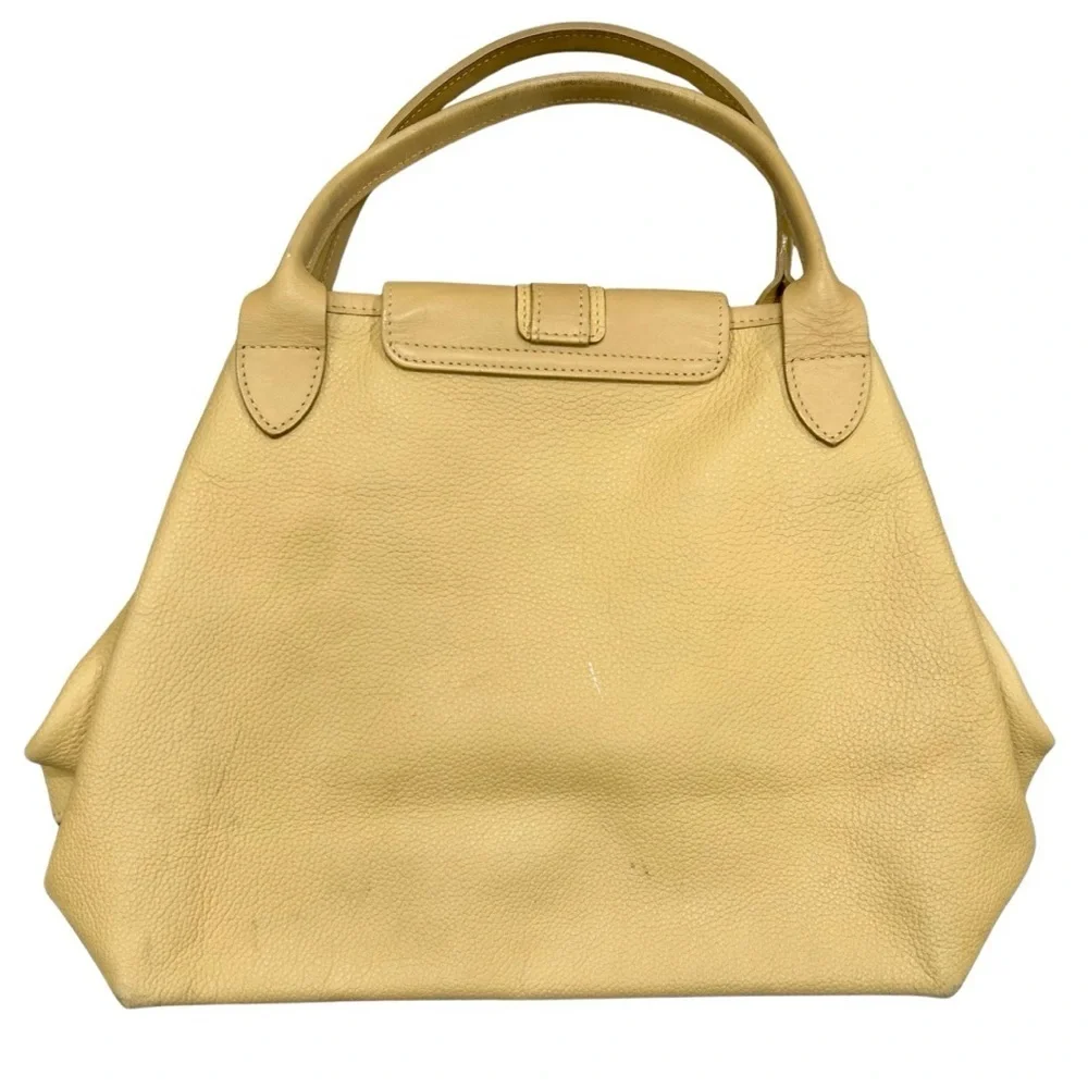 Longchamp Leather Satchel Handbag Beige Tan